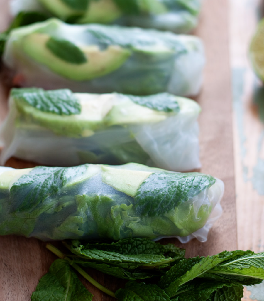 Recipe: Avocado + Mint Summer Rolls with Peanut Sauce