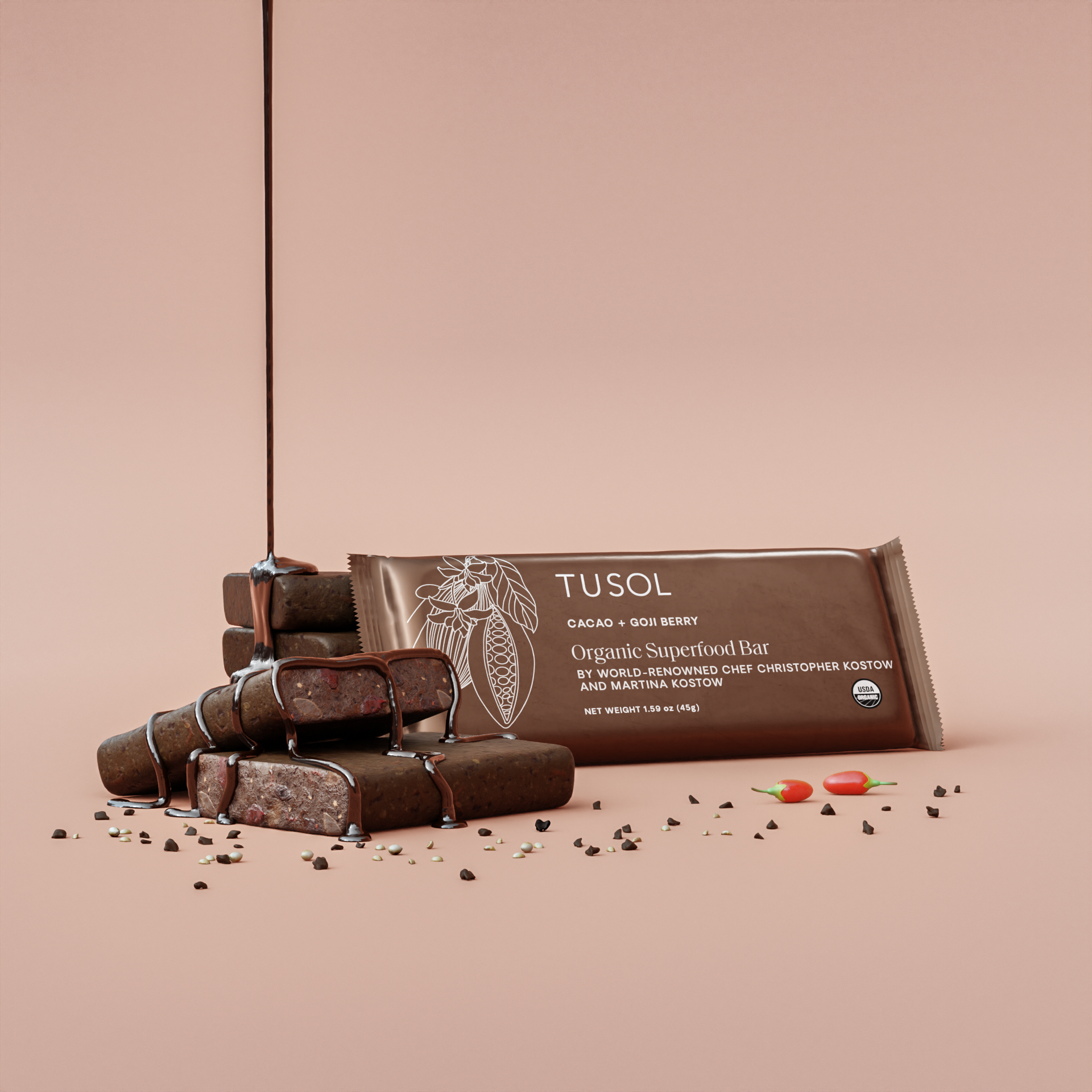 Cacao + Goji Berry Protein Bar (8 Pk) - TUSOL Wellness