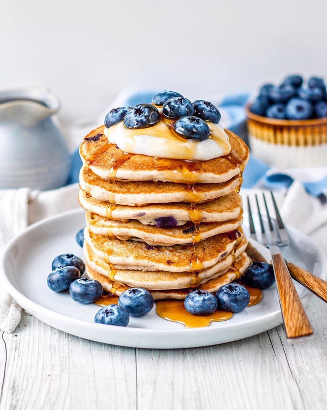 Sugar-Free Blueberry Protein Pancakes