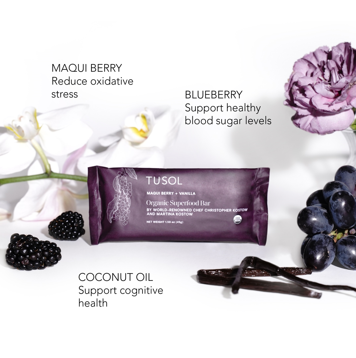 TUSOL x Fringe: Organic Maqui Berry + Vanilla Superfood Bar (8 Pack)