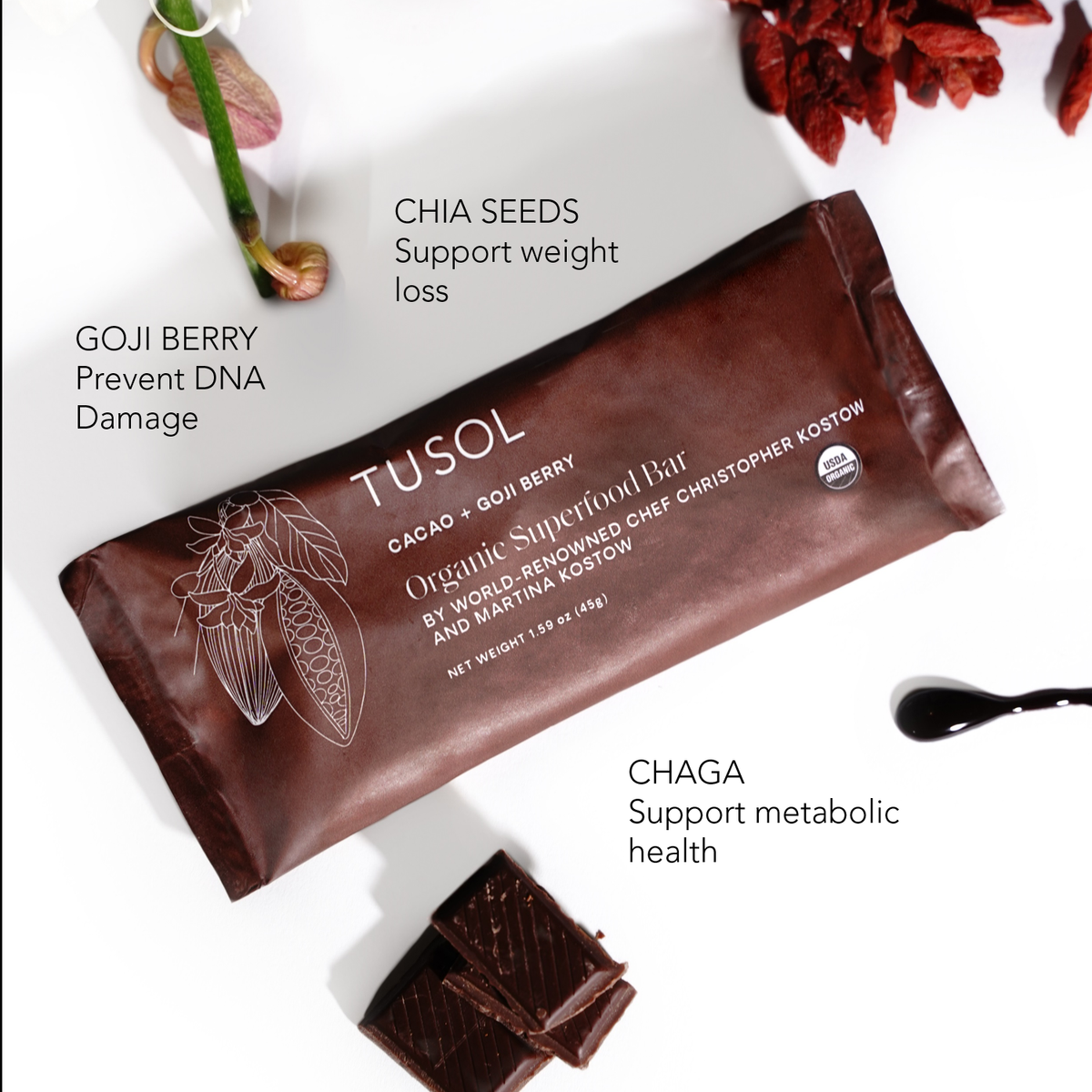 Organic Cacao + Goji Berry Superfood Bar (8 Pack)